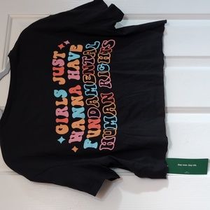 NWT sz Large "Girls Just Want to Have Fundamental Rights" Crop